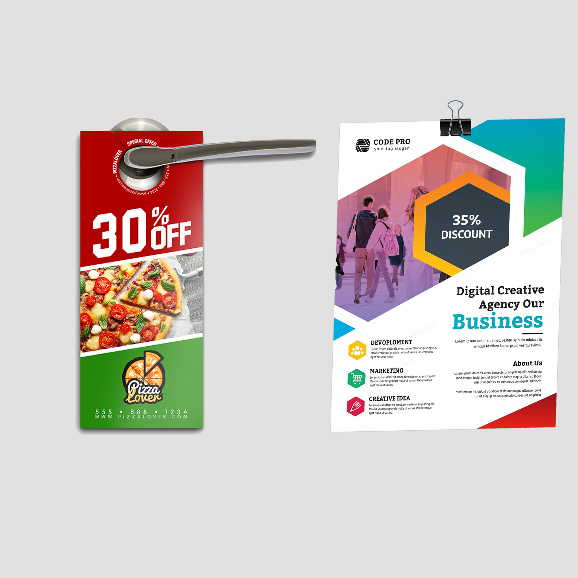 door hanger and flyers